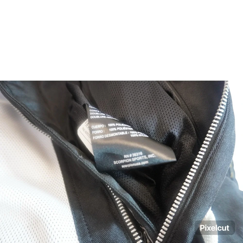 Scorpion Exo Motorcycle Jacket Mens XL Black White Skeletal Protection Full Zip